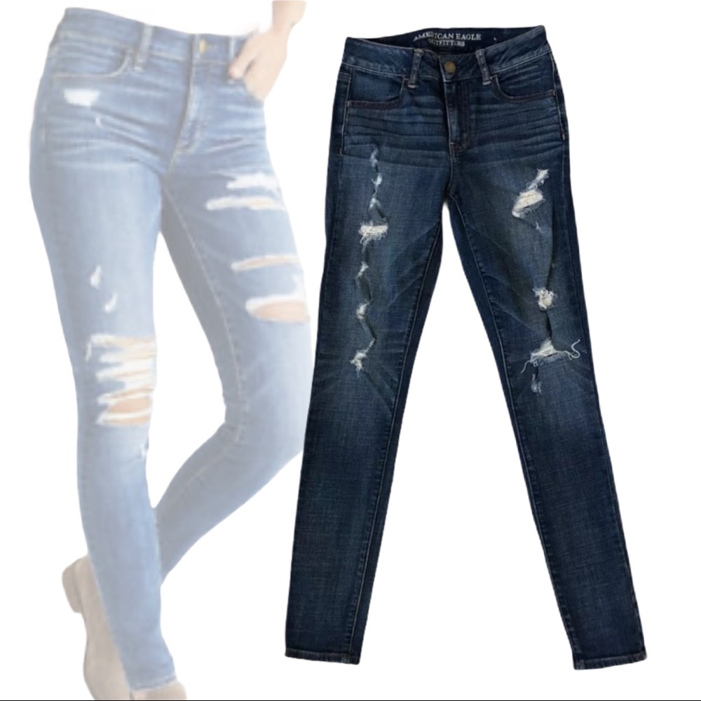 American Eagle Hi-Rise Jegging Size 4 Dist…
